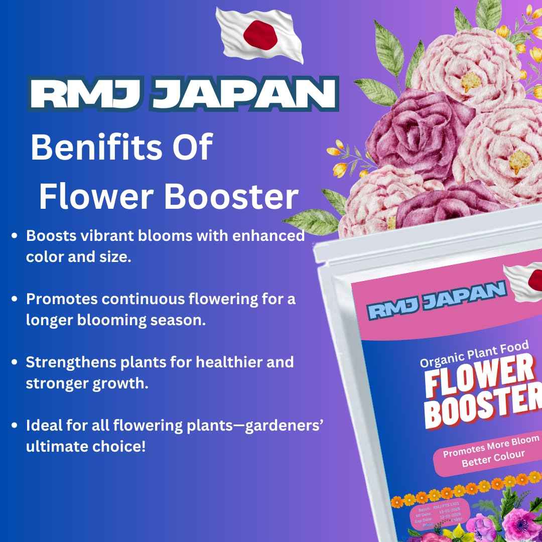RMJ Japan Flowering Booster – Japanese Technology for More Buds & Bigger Flowers for Roses, Hibiscus, Marigold & All Flowering Plants