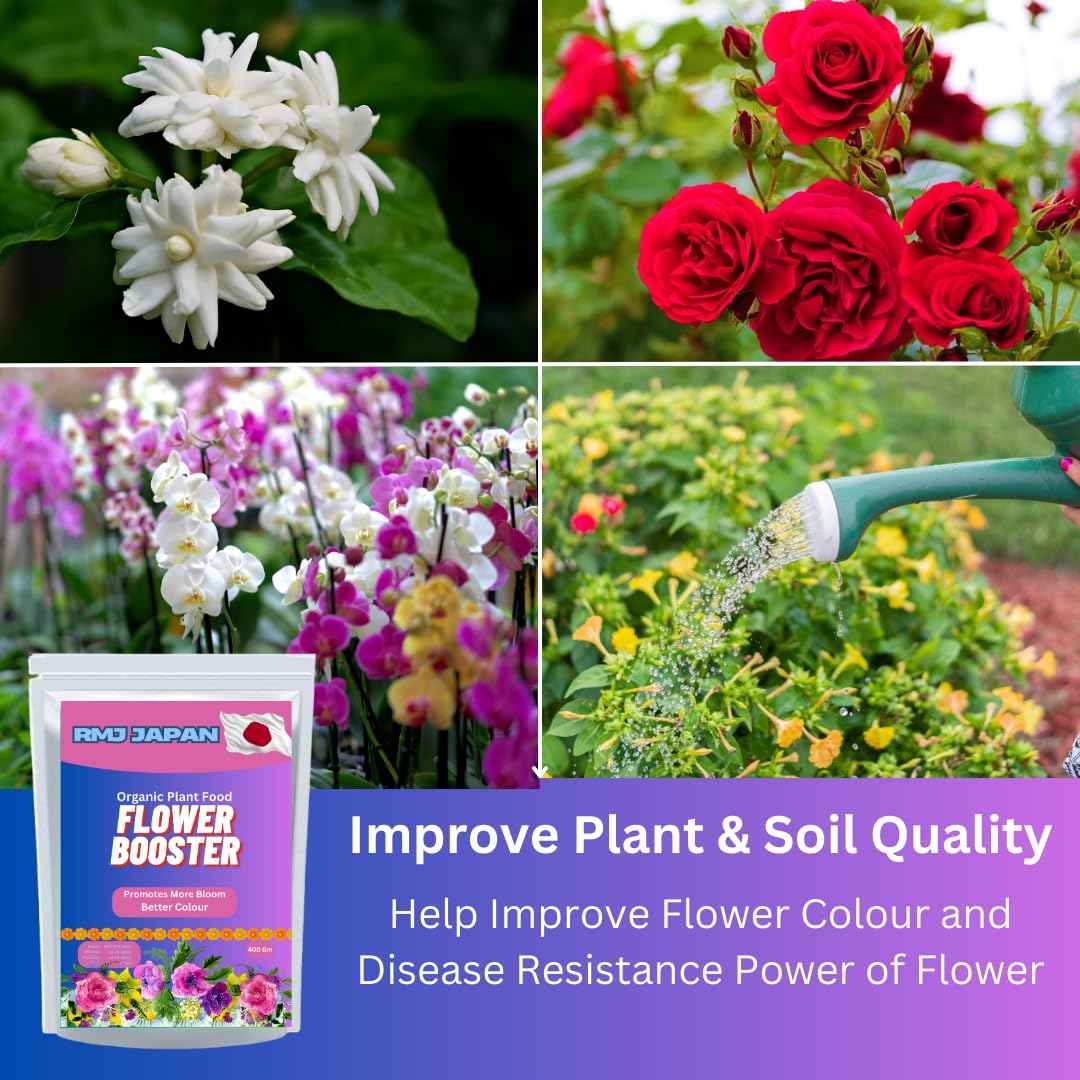 RMJ Japan Flowering Booster – Japanese Technology for More Buds & Bigger Flowers for Roses, Hibiscus, Marigold & All Flowering Plants