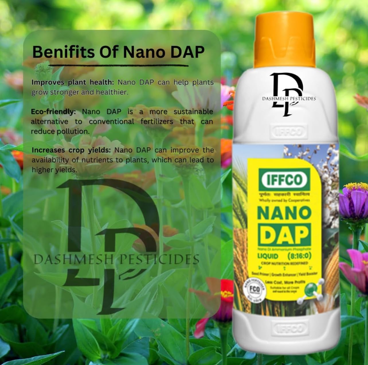 IFFCO Nano DAP Liquid Bio Fertilizer for Plants and Garden, Plant Growth Booster, Pack of 3 - Dashmesh Pesticides