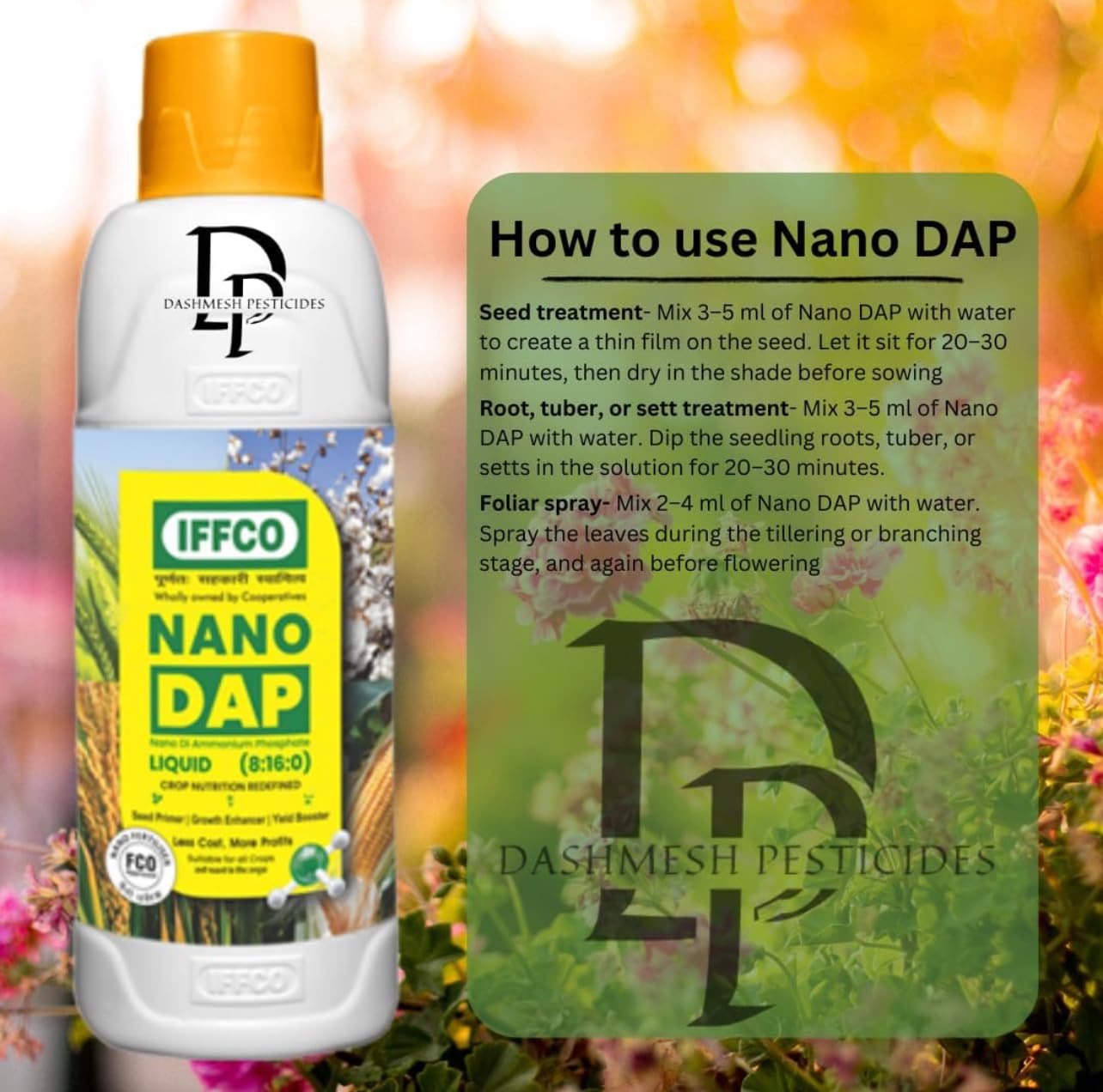 IFFCO Nano DAP Liquid Bio Fertilizer for Plants and Garden, Plant Growth Booster, Pack of 3 - Dashmesh Pesticides
